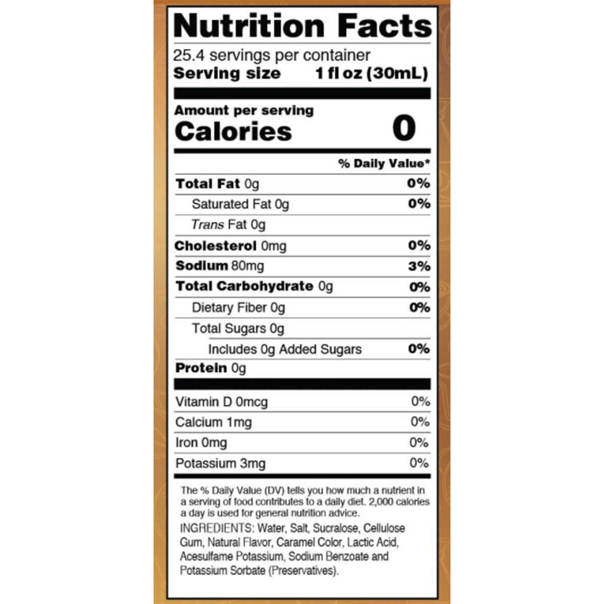 Sugar Free Salted Caramel Syrup Nutrition Facts 